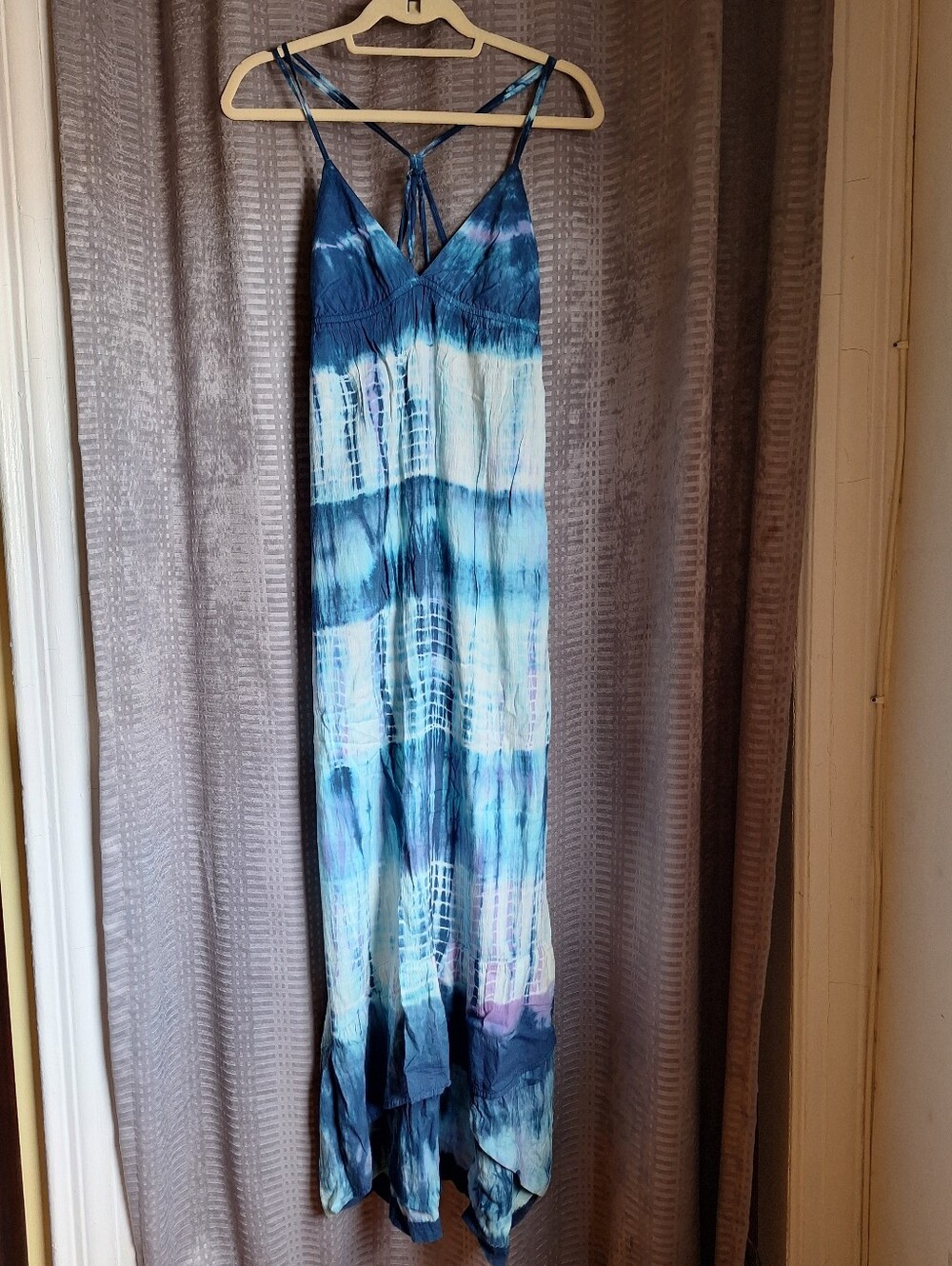Billabong Tie-Dye Blue and Purple Strappy High-Low Dress Size L
